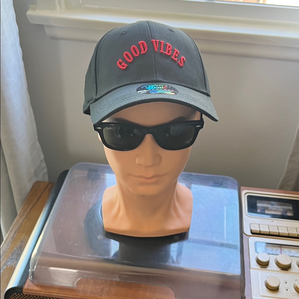 Black Cap with Red Embroidery